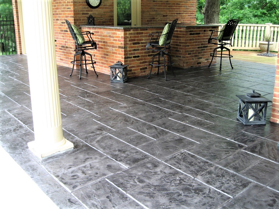 outdoor kitchen concrete patio stamp kansas city