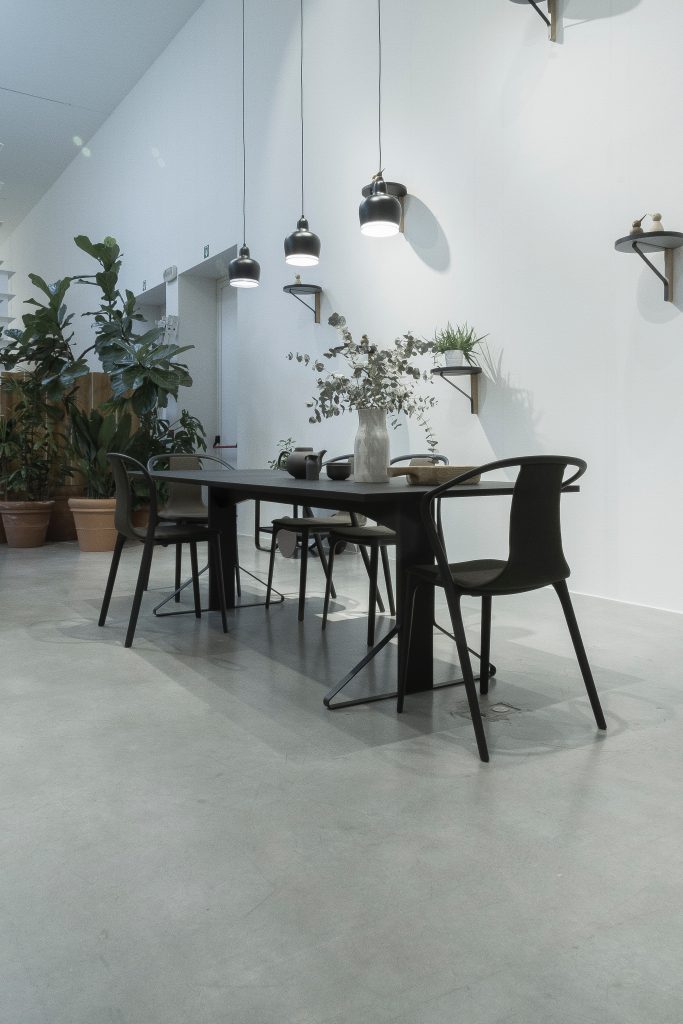 black elegant dining chair with drop down lights
