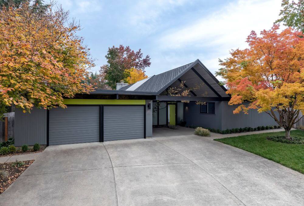 mid-century house with driveway