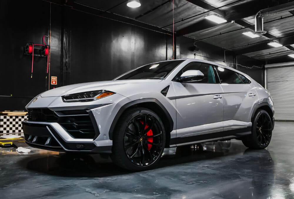 luxury SUV in a modern-inspired garage