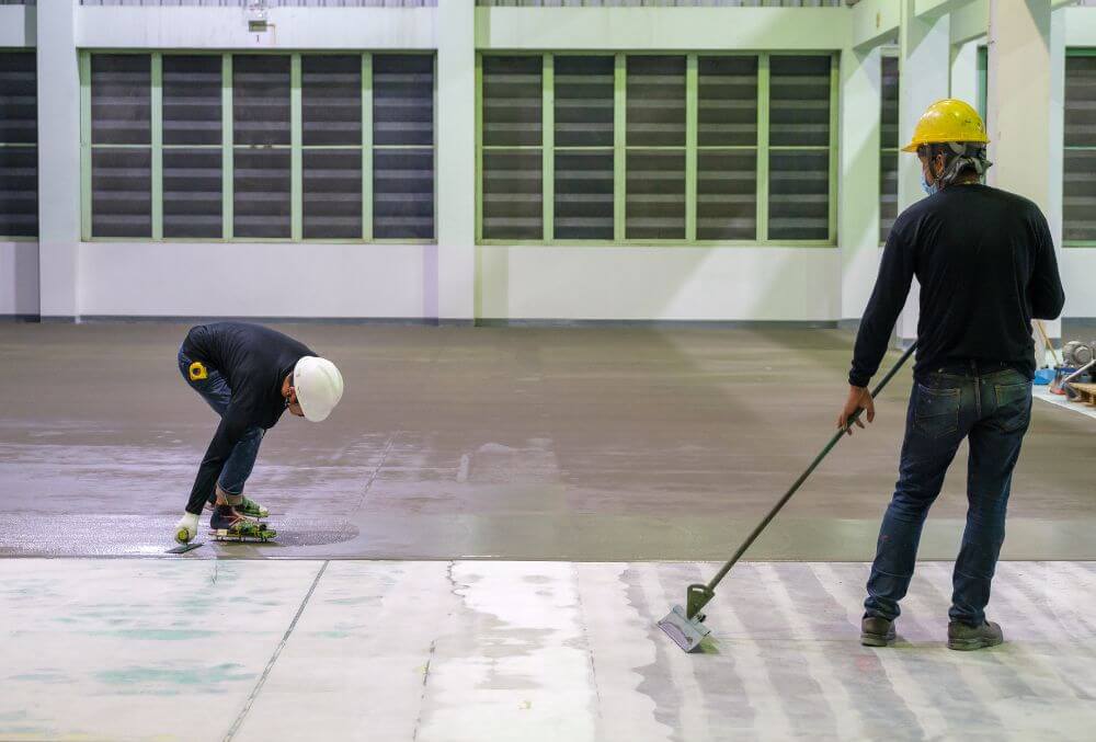 contractors working on a surface using a roller