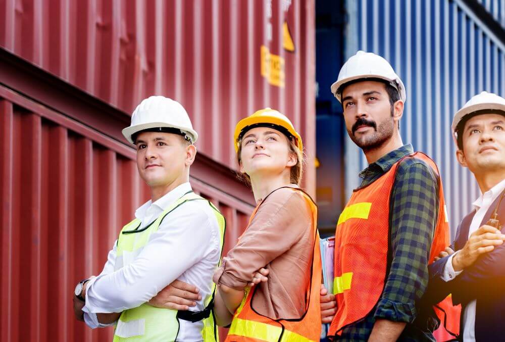 team of concrete contractors smiling