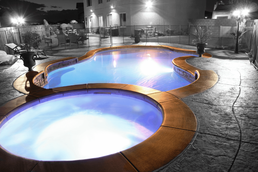 swimming pool with underwater lights