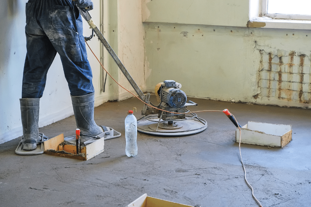 contractor finishing the concrete floors