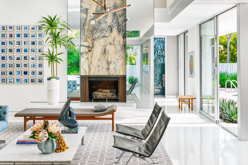 Polished concrete floor with glossy decorative finish indoors