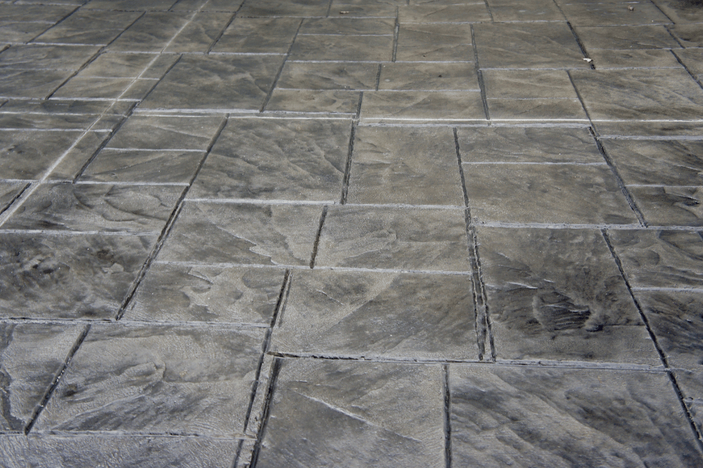 gray stamped concrete flooring