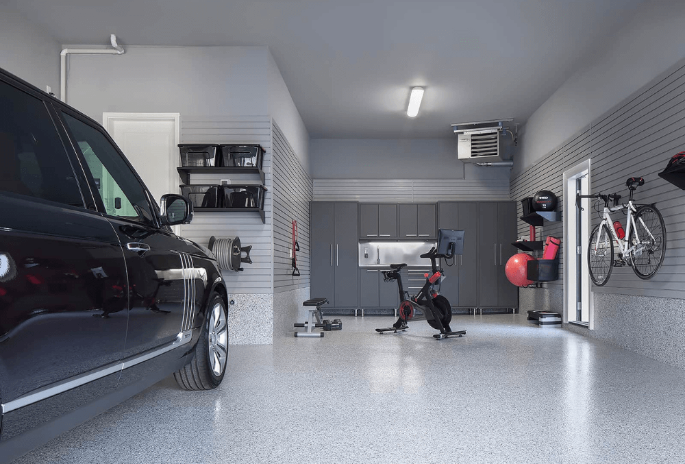 Clean and smooth concrete garage floor with a durable finish.