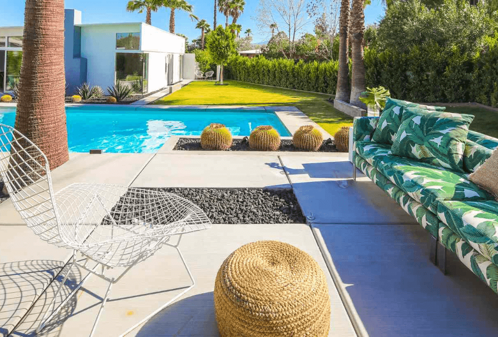 pool side with concrete finishing