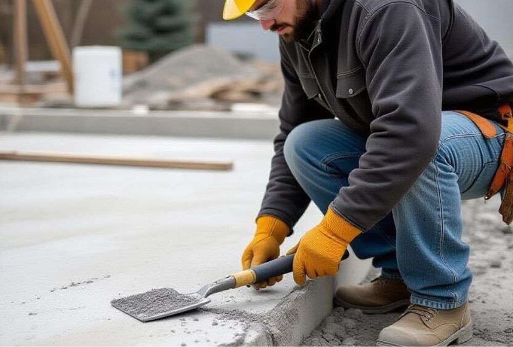 Concrete contractor doing a concrete repair