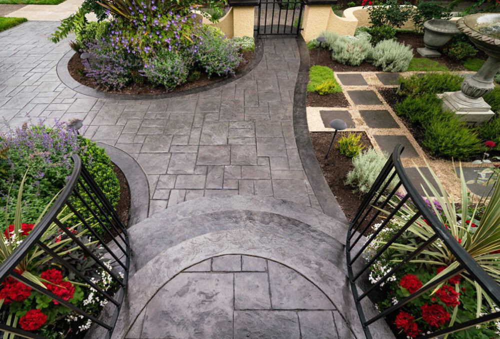 stamped concrete front patio