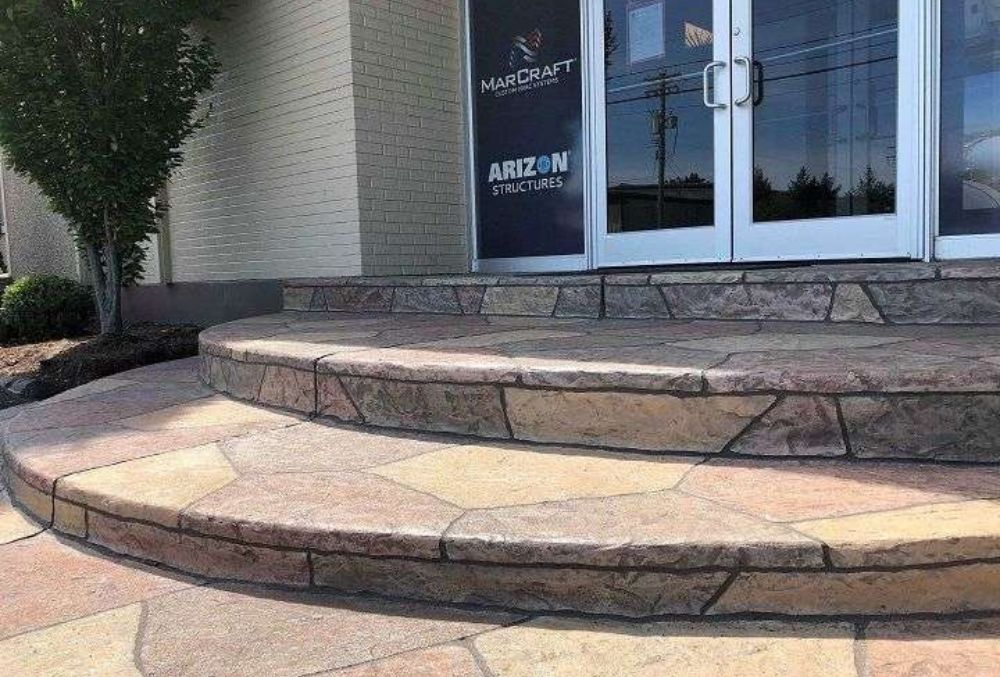 colored concrete front entry way