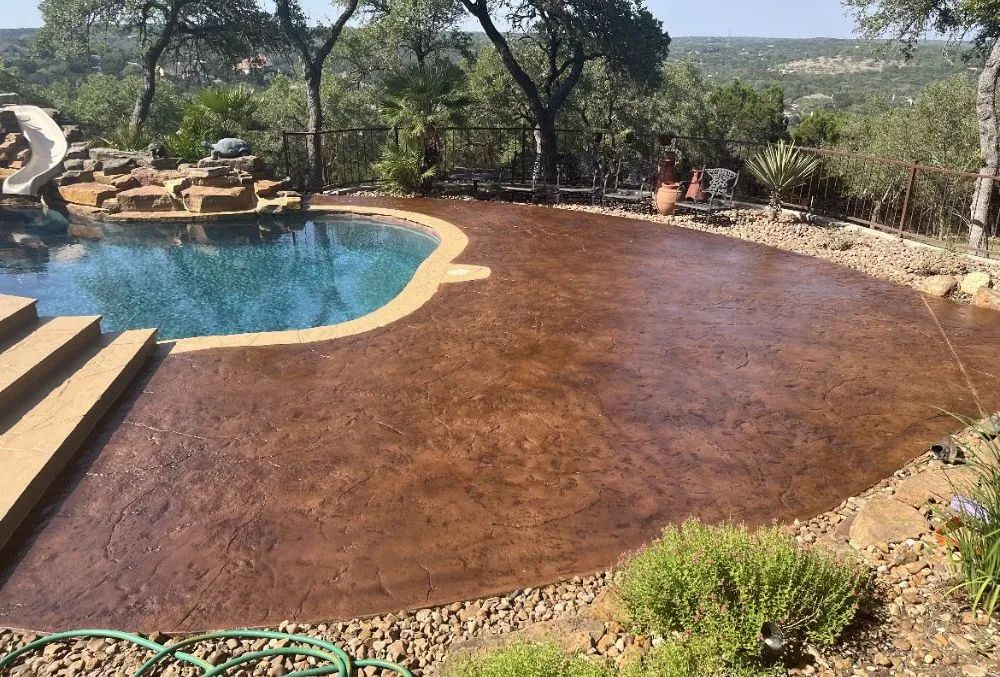 stained concrete pool deck