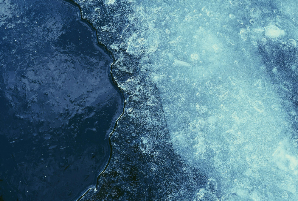 ice melting on a pool deck